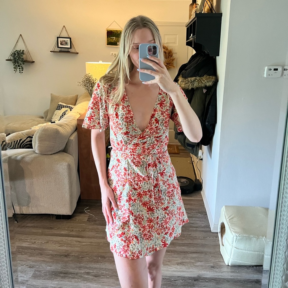Mango floral tie waist summer dress